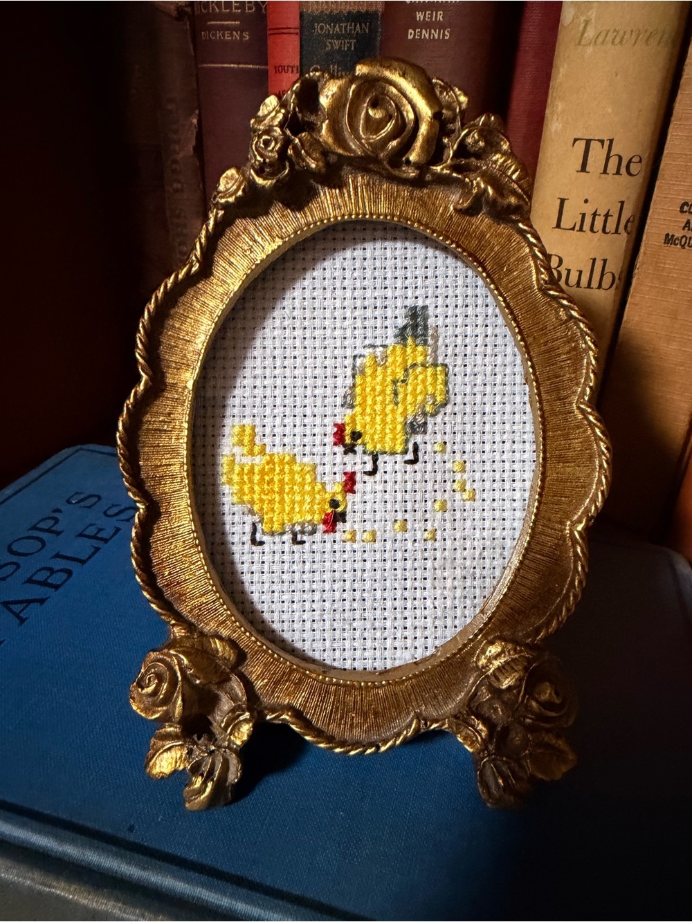 Finished Chickens Crosstitch, Framed